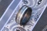 Niobium & Zirconium damascus & damasteel stainless dmascus steel ring 9mm wide, customizable