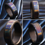 New*8mm Hawaiian Mokuti ring lined  Timascus ring Mokuti & Stainless Damascus steel ring damasteel "fenja"timascus ring black ring zirconium