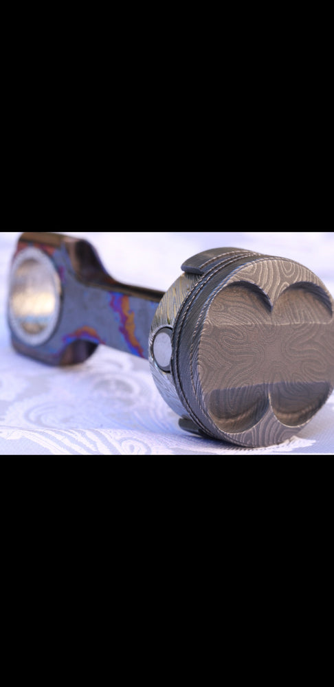 Hayabusa Piston - Black ZrTi,  ZrTi, damasteel, cobalt black titanium (SOLD)