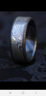8mm wide sb black zrti & damasteel band