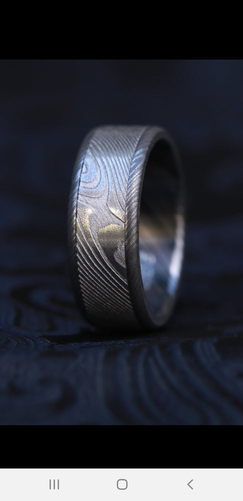 8mm wide sb black zrti & damasteel band