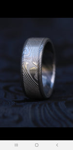 8mm wide sb black zrti & damasteel band