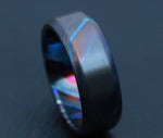 zrti LIMITED EDITION customizable 9mm ring chamfered edge Solid Black Timascus ring 3mm-9mm wide timascus ring, mokuti ring