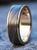 Gold & niobium/zirconium damascus wedding band, 14k or 18k gold damascus wedding band