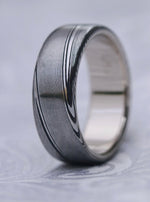 White Gold & Stainless Damascus  14k 18k customizable stainless damascus steel ring gold ring