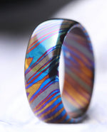 ZrTi ring 3mm-9mm wide timascus ring, mokuti ring (polished finish)