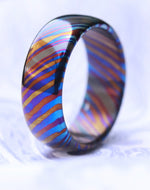 ZrTi ring 3mm-9mm wide timascus ring, mokuti ring (polished finish)