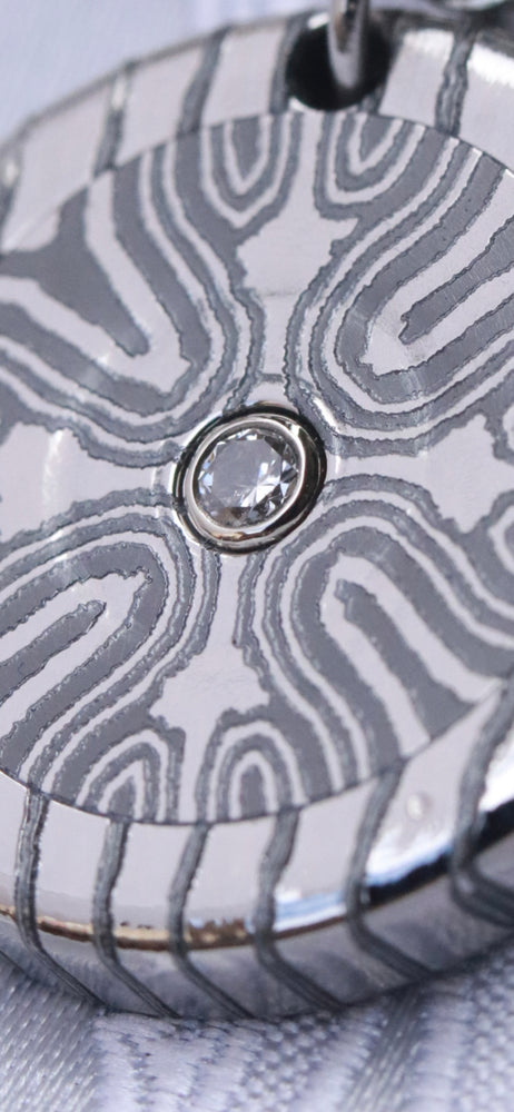 Diamond and Timascus pendant, Niobium Zirconium diamond necklace
