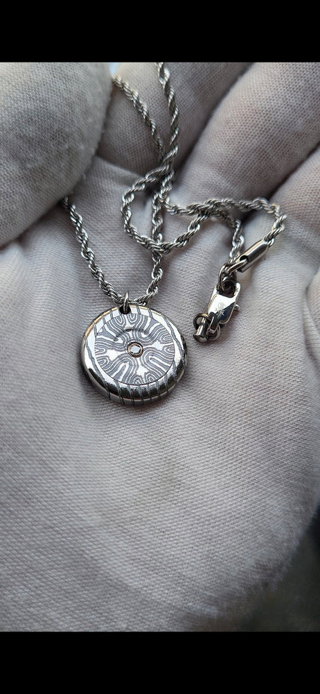 Diamond and Timascus pendant, Niobium Zirconium diamond necklace