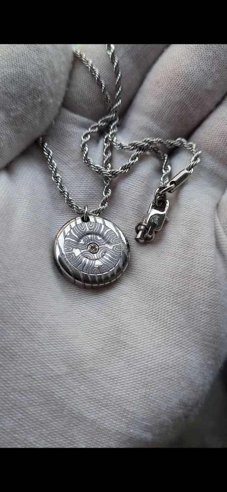 Diamond and Timascus pendant, Niobium Zirconium diamond necklace