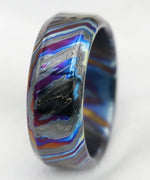 Chamfered edge Solid Black (tik) ZrTi ring 3mm-9mm wide timascus ring, mokuti ring (polished finish)