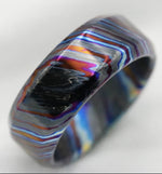 Chamfered edge Solid Black (tik) ZrTi ring 3mm-9mm wide timascus ring, mokuti ring (polished finish)