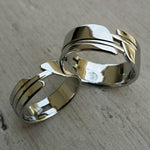 His & Her&#39;s &quot;OAK&quot; set wedding set hypoallergenic handmade stainless steel ring limited edition collection ring set his and hers wedding band