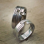 His & Her&#39;s &quot;OAK&quot; set wedding set hypoallergenic handmade stainless steel ring limited edition collection ring set his and hers wedding band