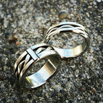 His & Her&#39;s &quot;OAK&quot; set wedding set hypoallergenic handmade stainless steel ring limited edition collection ring set his and hers wedding band