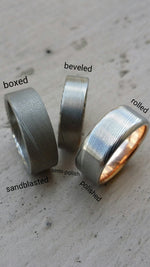 Damascus ring Stainless steel Damascus &quot;LEAF&quot; Customizable ring Light/ medium color etch. Damascus steel ring Damascus steel 8mm mens rings