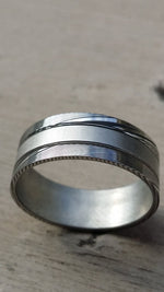 Stainless steel Damascus &quot;WOODGRAIN&quot; 8mm ring!
