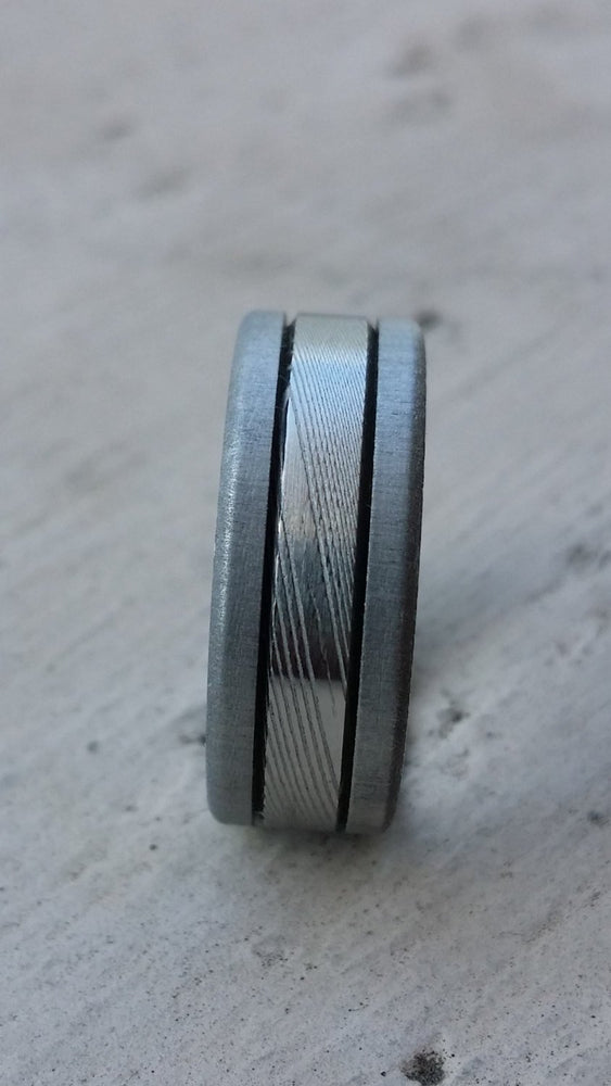Stainless steel & Stainless Damascus &quot;WOODGRAIN&quot; 8mm satin grey!