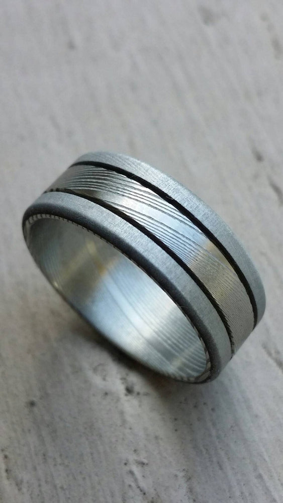 Stainless steel & Stainless Damascus &quot;WOODGRAIN&quot; 8mm satin grey!