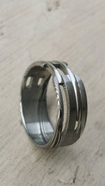Stainless steel Damascus &quot;WOODGRAIN&quot; ring! Damasteel stainless damascus mens rings wedding band wedding ring