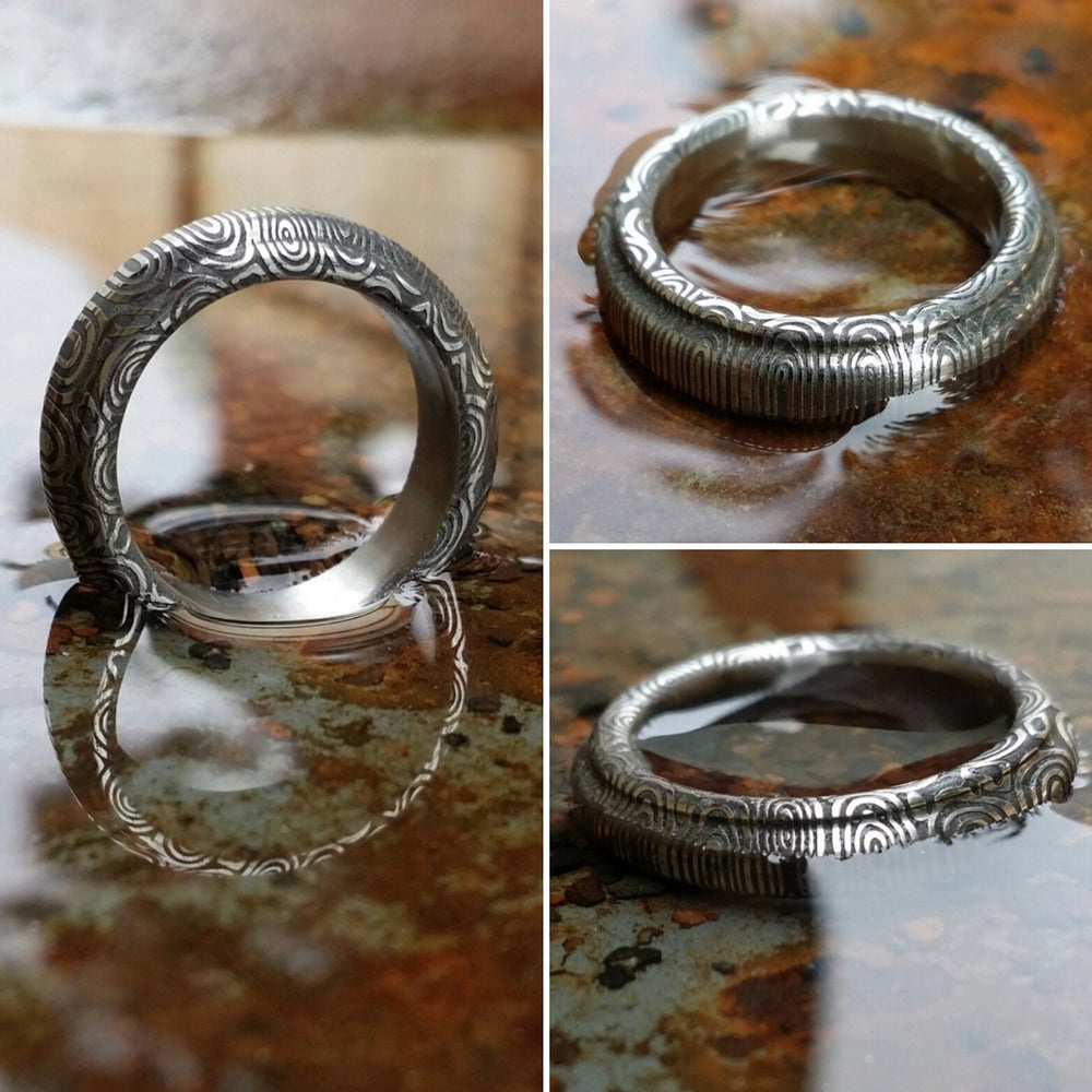 Stainles Damascus &quot;traditional -twist&quot;   Customizable ring!