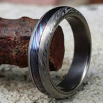 New*5.25mm &quot;traditional&quot; style Timascus Mokuti & Stainless Damascus , (damasteel) &quot;leaf&quot; pattern (titanium liner)