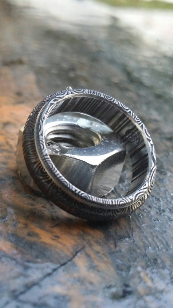 Damascus steel ring &quot;traditional -black & blue twist&quot;   Customizable ring! Mens rings wedding band engagement ring, engagement ring