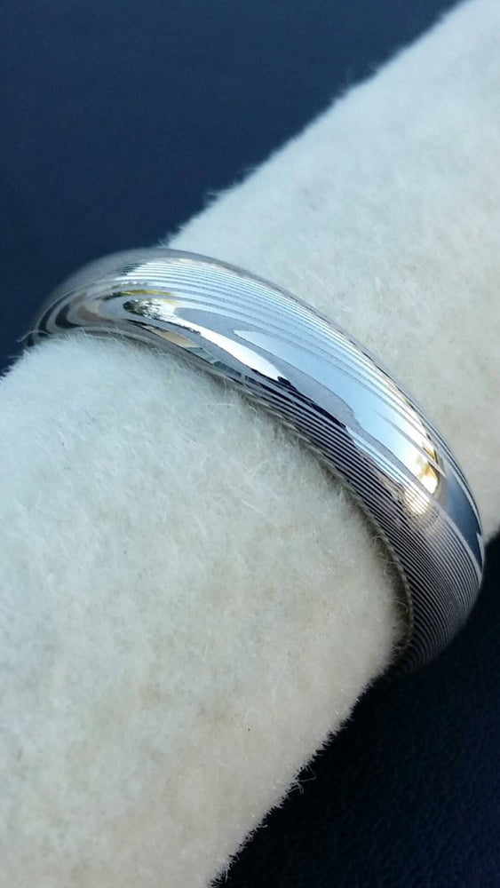 Damascus steel ring damasteel  Damascus 5.25mm "TRADITIONAL" wood-grain dings (natural finish) ring! Men's wedding band wedding ring