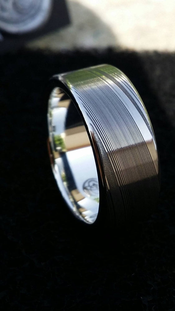 8mm damascus steel ring Gold & Stainless Damascus