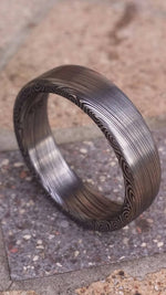 Damascus ring Stainless steel Damascus &quot;dark leaf&quot; Customizable ring! Darker color etch. Damascus steel ring