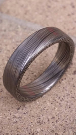 Damascus ring Stainless steel Damascus &quot;dark leaf&quot; Customizable ring! Darker color etch. Damascus steel ring