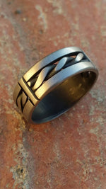 15.1 "BREGDAN 2" patina handmade stainless steel ring (not casted) braided ring celtic twisted rings