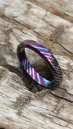 Solid Timascus ring 3mm - 5mm wide timascus ring, mokuti ring