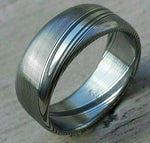 10mm Stainless steel Damascus &quot;wood-grain&quot; dark etch, damascus steel ring,  damascus ring
