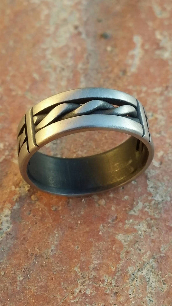 15.1 &quot;BREGDAN 2&quot; patina handmade stainless steel ring (not casted) braided ring celtic twisted rings