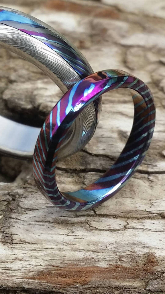 Solid Timascus ring 3mm - 5mm wide timascus ring, mokuti ring – JBlunt ...