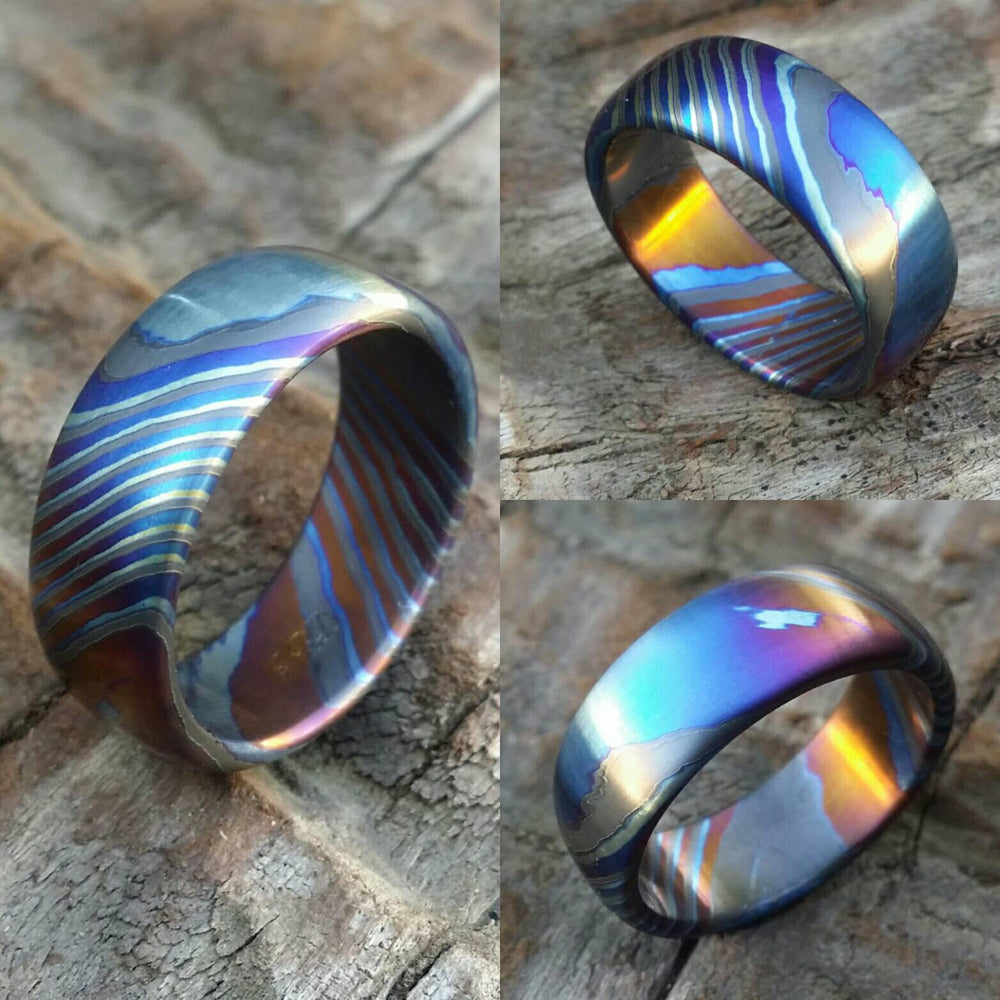 LIMITED EDITION***Solid Black Timascus ring 8mm (semi-polished) timascus ring, mokuti ring, colorful ring, hypoallergenic jewelry, Zirconium