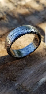 Damascus steel ring &quot;dark coral&quot; Customizable ring! Damascus ring, genuine damascus steel ring, stainless damascus ring