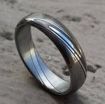 Damascus steel ring damasteel  5.25mm dark etch "TRADITIONAL" wood-grain pattern (polished finish) ring! wood ring pattern men's rings