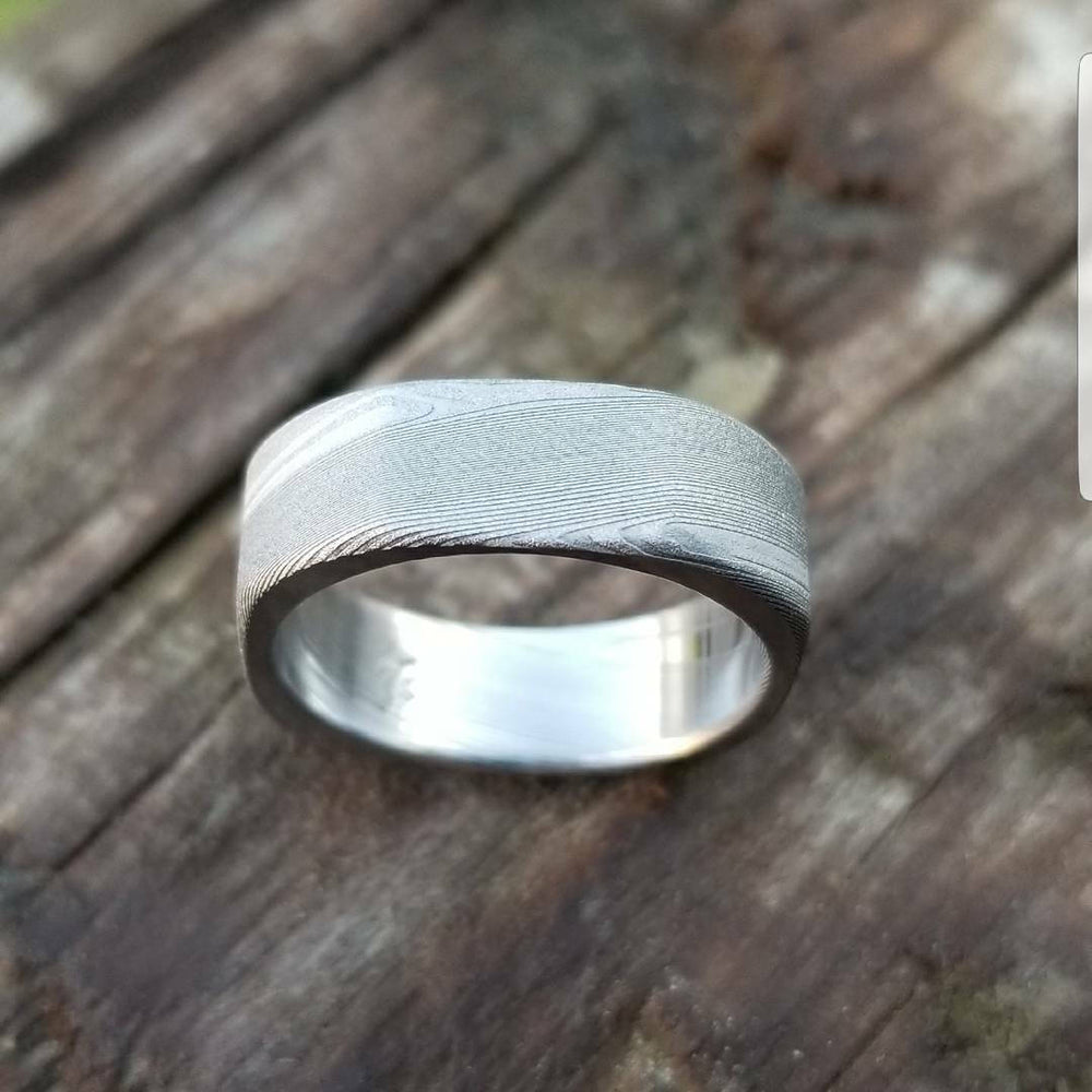 Square ring Damascus ring 99 &quot;Square&quot; handmade stainless steel dmascus ring (not casted) damascus steel ring mens rings