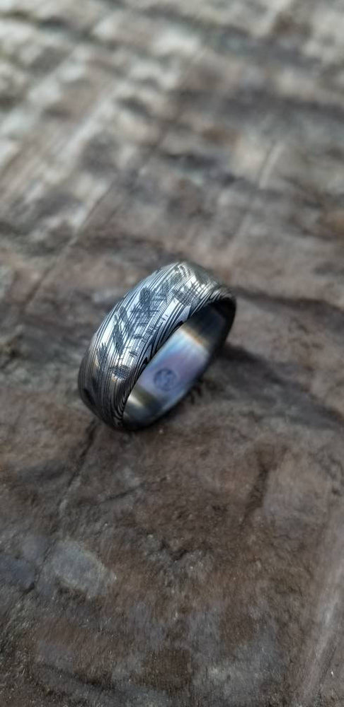 V2 All Stainless Damascus Ring — The Barefoot Forge