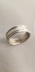 Damascus steel ring Stainless steel Damascus &quot;LEAF&quot; Customizable ring! Natural/ color etch / matching damasteel weddingband