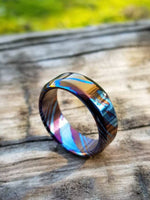 Solid Timascus ring 7-8mm ring  timascus ring, mokuti ring chamfered ring mens rings colorfulrings titanium rings wedding band mens rings