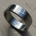 Damascus steel ring polished "WOODGRAIN"! Dark etch damasteel mens rings mens wedding rings mens rings
