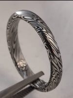 Damascus steel ring dark finish  "dark black coral" stainless, damascus ring womens rings , womens rings ,