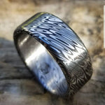 Damascus steel ring (deep etch) &quot;dark coral&quot; 8mm Customizable ring! Damascus steel ring, damascus ring, genuine damascus mens rings