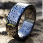 Damascus steel ring (deep etch) &quot;dark coral&quot; 8mm Customizable ring! Damascus steel ring, damascus ring, genuine damascus mens rings