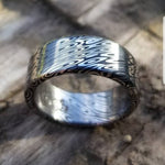 Damascus steel ring (deep etch) &quot;dark coral&quot; 8mm Customizable ring! Damascus steel ring, damascus ring, genuine damascus mens rings