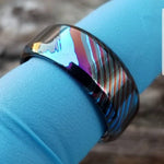 LIMITED EDITION customizable 8mm ring beveled edge Solid Black Timascus ring 3mm-9mm wide timascus ring, mokuti ring (polished finish)