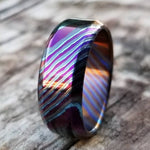 LIMITED EDITION customizable 8mm ring beveled edge Solid Black Timascus ring 3mm-9mm wide timascus ring, mokuti ring (polished finish)